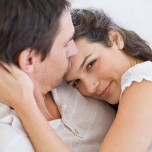 Woman with man with penis enlargement gel